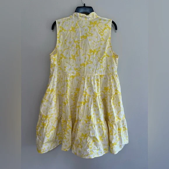 Lisa Marie Fernandez X Target Floral Yellow Cotton Tiered Dress Neck Tie, L - Picture 3 of 9